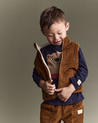 Toddler Zip-Up Corduroy Puffer Vest - Cinnamon, image 1 of 7 slides