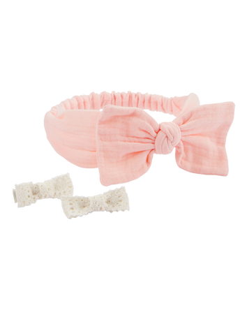 Baby Girl 3-Pack Hair Clips & Headwrap Set, 