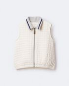 Toddler Quilted Zip-Up Collard Vest - Cream, image 2 of 7 slides
