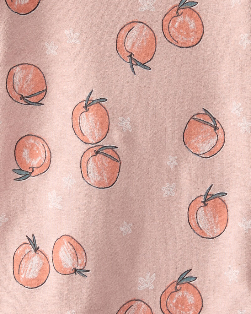 Toddler Girl Organic Cotton Pajamas in Peach Print, image 3 of 5 slides