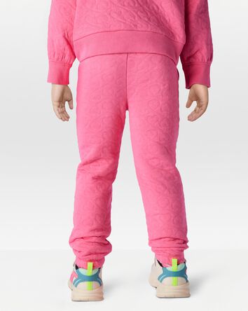 Toddler Heart Pattern Knit Pants - Pink, 