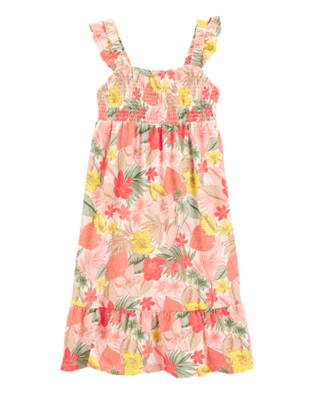Kid Floral Smocked Midi Dress, 