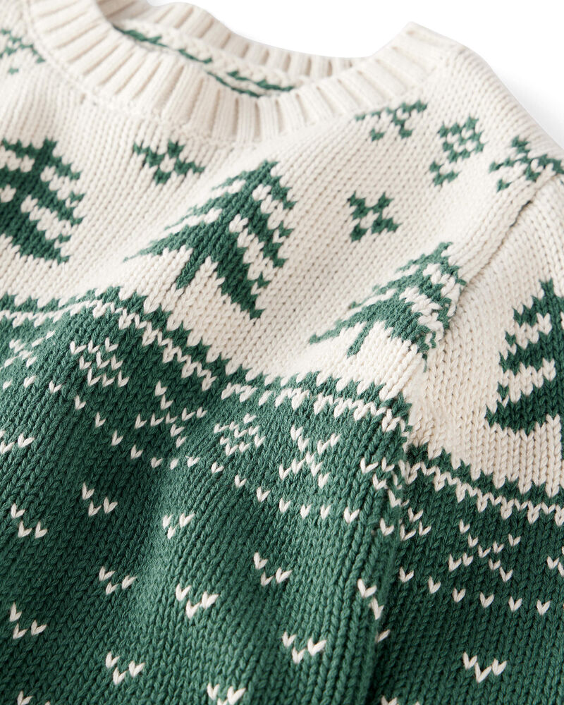 Baby Organic Cotton Evergreen Fair Isle Sweater , image 2 of 4 slides