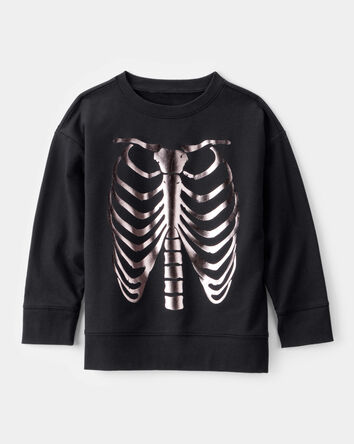 Boys Metallic Skeleton Long-Sleeve Graphic Tee - Black, 
