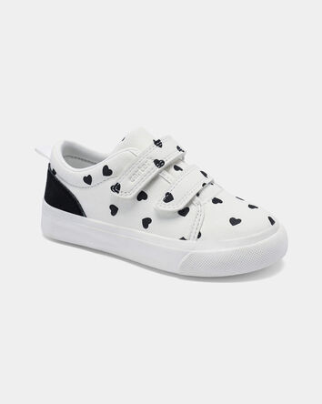 Toddler Girl Heart Print Casual Sneakers - White/Black, 