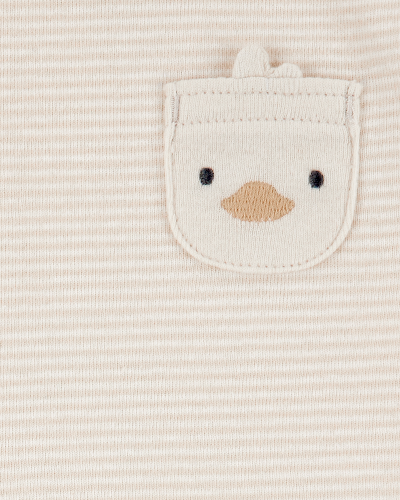 Baby 4-Piece Striped Duck Outfit Set - Brown, image 3 of 4 slides