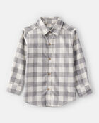 Toddler Boy Plaid Cotton Long-Sleeve Button-Down Shirt - Grey, image 1 of 3 slides