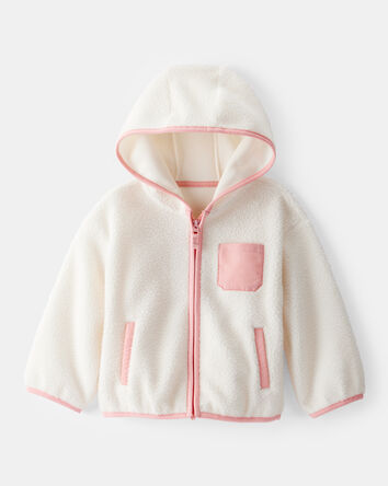 Toddler Girl Sherpa Zip-Up Jacket - Ivory, 