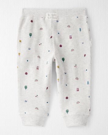 Baby Girl 2-Piece Organic Cotton Waffle Knit Set in Nature Icon Print, 