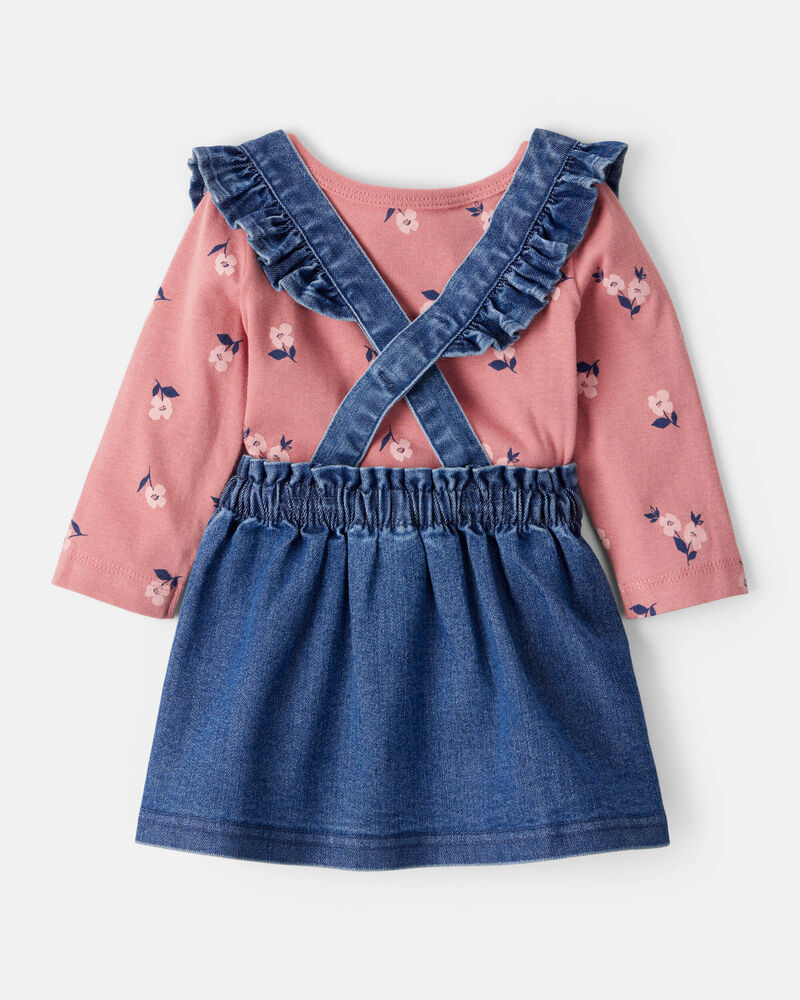 Baby Girl 3-Piece Floral Long-Sleeve Dress Set - Blue, image 2 of 6 slides