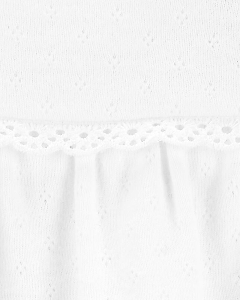 Baby Girl 2-Piece Pointelle Bodysuit & Vintage Hickory Pants Set - White/Pink, image 3 of 6 slides