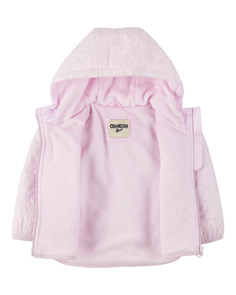 Baby Girl Floral Quilted Midweight Jacket - Pink, image 2 of 3 slides