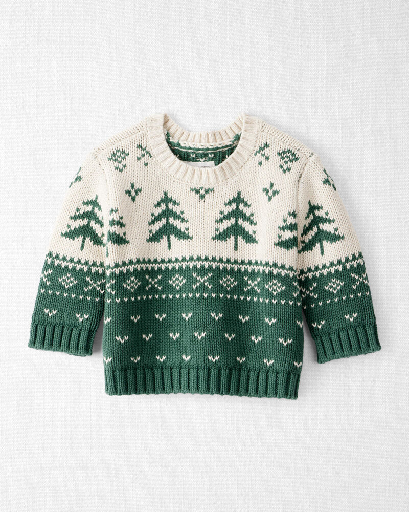 Baby Organic Cotton Evergreen Fair Isle Sweater , image 1 of 4 slides