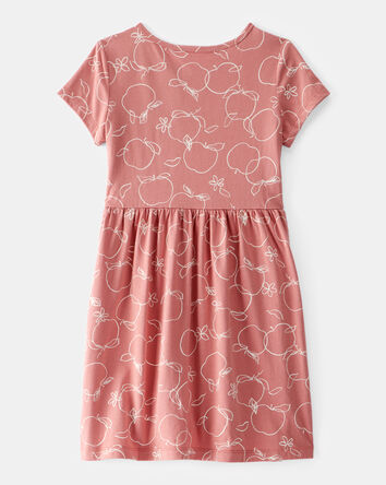 Girls Apple Print Short-Sleeve Dress - Pink, 