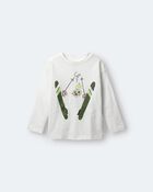 Toddler Skiing Squish Long-Sleeve Relaxed Graphic Tee - Cream, image 2 of 6 slides