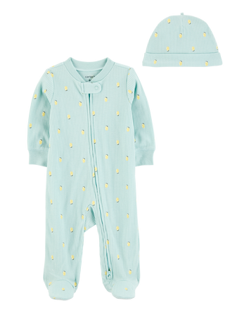 Baby 2-Piece Lemon 2-Way Zip Sleep & Play Pajamas - Blue, 