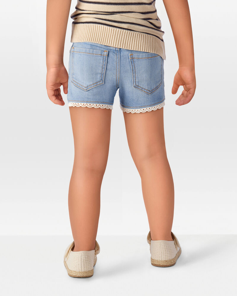 Toddler Eyelet Hem Iconic Denim Short - Daytona Wash, image 3 of 6 slides