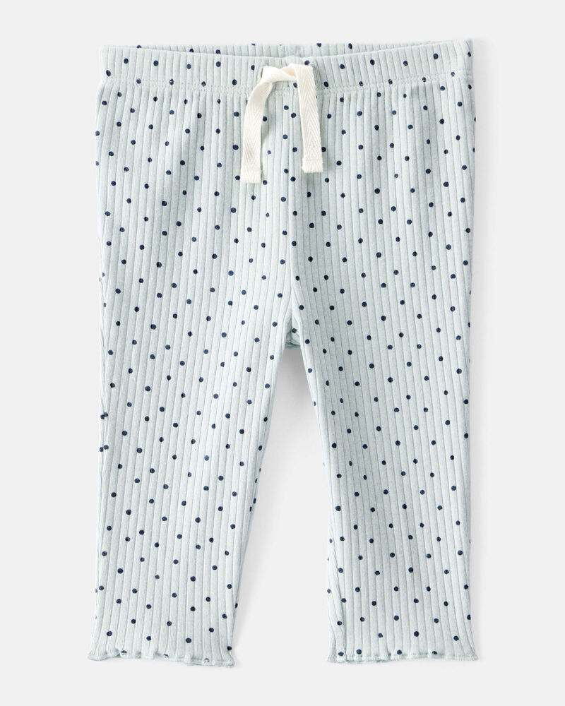 Baby Girl Polka Dot Print Cotton Pull-On Pants - Blue, image 1 of 4 slides