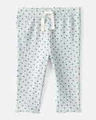 Baby Girl Polka Dot Print Cotton Pull-On Pants - Blue, image 1 of 4 slides