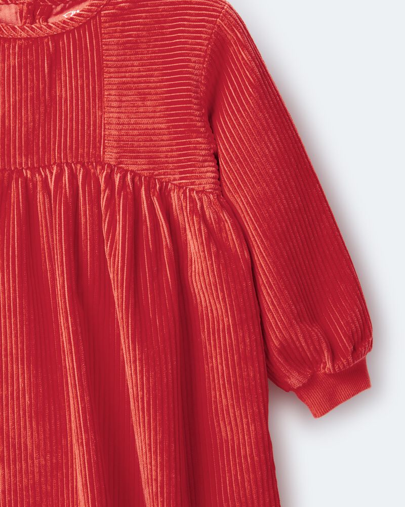 Toddler Girl Long-Sleeve Corduroy Dress - Orange, image 6 of 6 slides