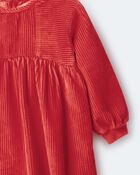 Toddler Girl Long-Sleeve Corduroy Dress - Orange, image 6 of 6 slides