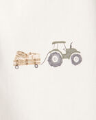 Baby Boy Tractor Print Cotton Long-Sleeve Button Down Shirt - White, image 3 of 4 slides