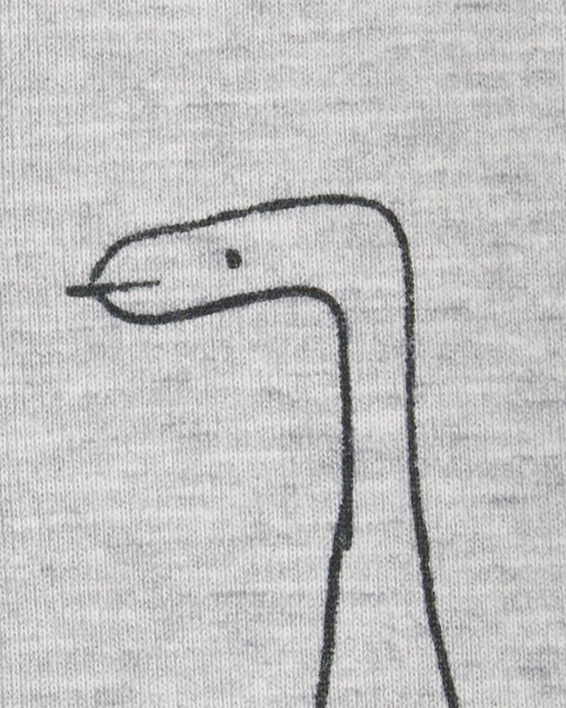 Toddler Boy Dinosaur Print Snug Fit Cotton 1-Piece Pajamas - Heather, image 2 of 4 slides