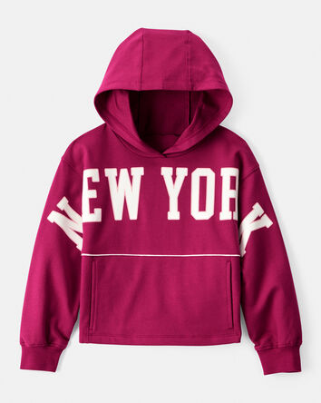 Girls New York Cotton Long-Sleeve Hoodie - Red, 
