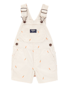 Baby Boy Carrot Print Striped Shortalls - Cream, image 1 of 4 slides