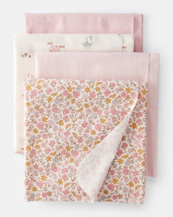 Baby 4-Pack Floral Receiving Blankets - Pink, 