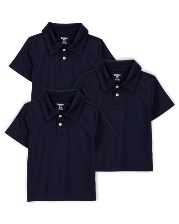 Toddler 3-Pack Active Uniform Polo Shirts in Moisture Wicking BeCool&trade; Fabric - Navy, 
