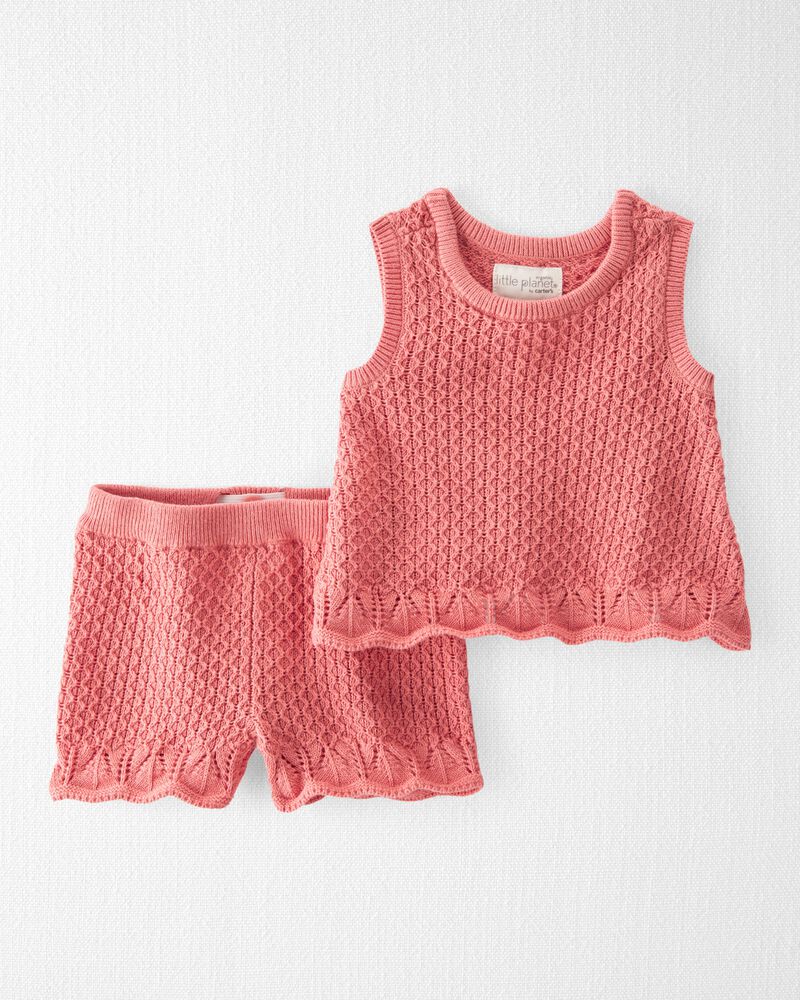 Baby Girl 2-Piece Organic Cotton Sweater Knit Set, image 1 of 5 slides