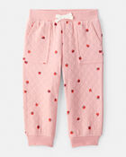 Baby 2-Piece Apple Print Doubleknit Pant Set - Pink, image 2 of 4 slides