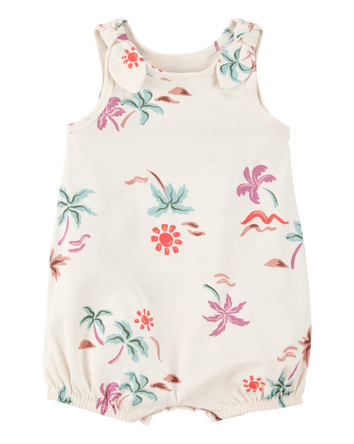 Baby Beach Print Cotton Romper, 
