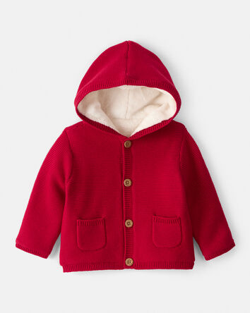 Baby Girl Sweaterknit Jacket - Red, 