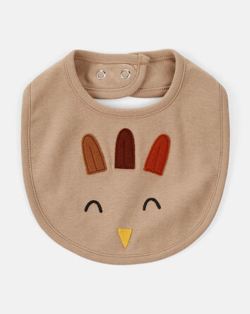 Baby Thanksgiving Turkey Cotton Bib - Brown, 