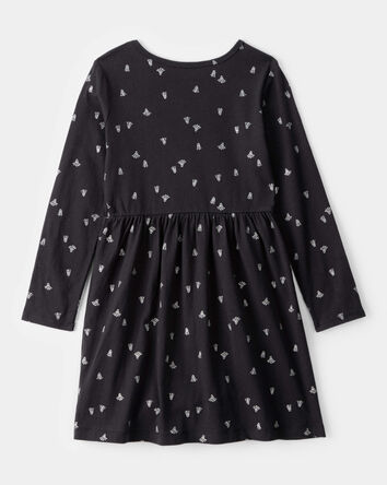 Girls Halloween Ghost Long-Sleeve Dress - Black, 