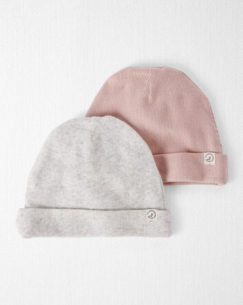 Baby 2-Pack Organic Cotton Rib Caps, 