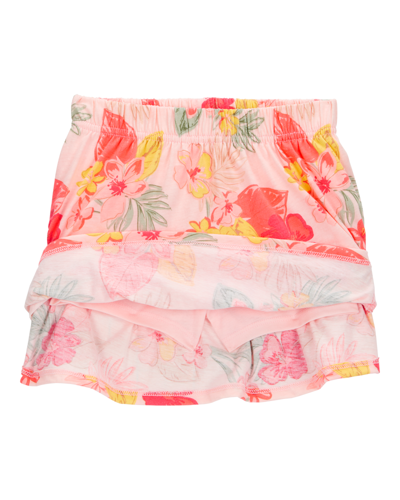 Toddler 2-Piece Ribbed Tank & Floral Pull-On Skort Set - Pink, image 2 of 4 slides