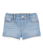 Baby Lace Hem Iconic Denim Short - Daytona Wash, image 1 of 4 slides