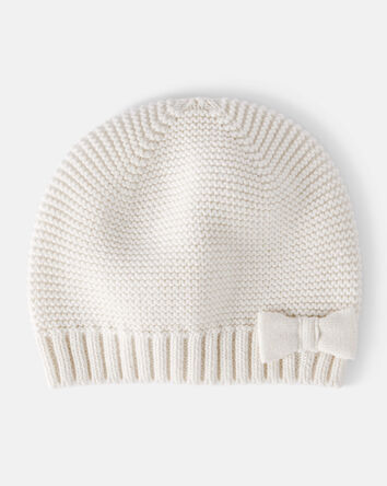 Baby Girl Knit Beanie - Cream, 