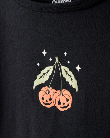 Girls Halloween Pumpkin Long-Sleeve Graphic Tee - Black, 