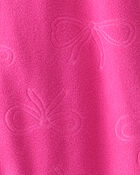 Toddler Girl Bow Loose Fit Long-Sleeve 1-Piece Pajamas - Pink, image 2 of 3 slides