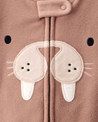 Baby Boy Walrus Loose Fit 2-Way Zip 1-Piece Pajamas - Brown, image 4 of 5 slides