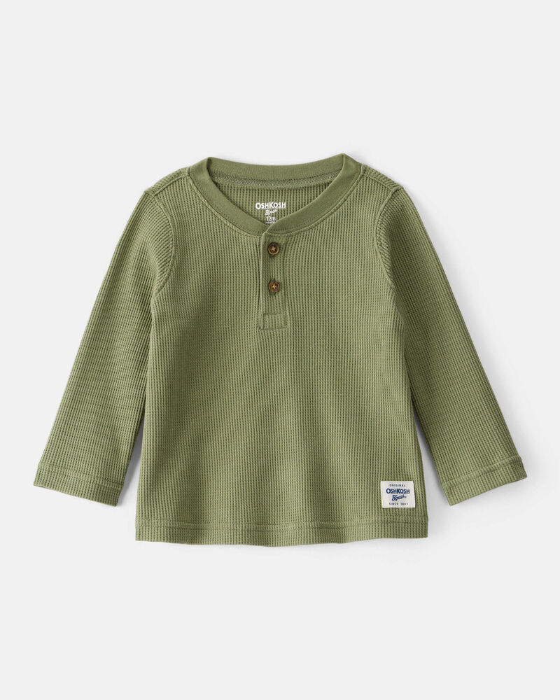 Baby Boy Long-Sleeve Henley T-Shirt - Green, image 1 of 3 slides