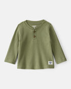 Baby Boy Long-Sleeve Henley T-Shirt - Green, image 1 of 3 slides