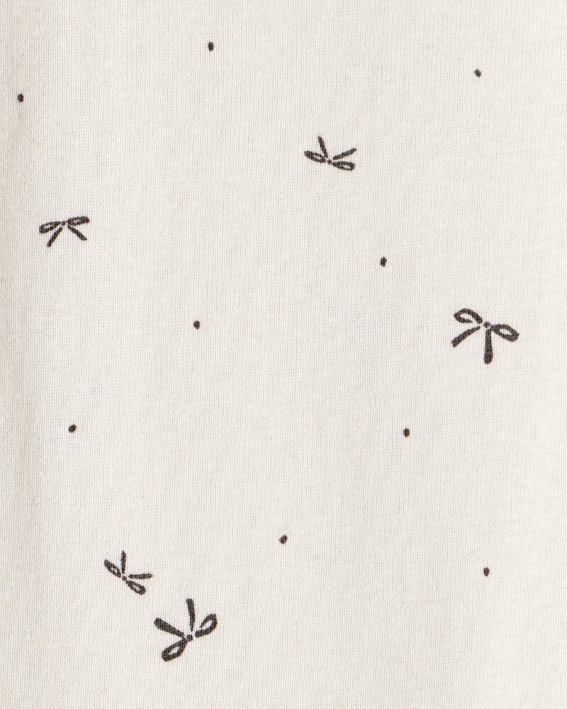 Baby Girl Bow Print Cotton Long-Sleeve Dress Set - Grey, image 5 of 7 slides