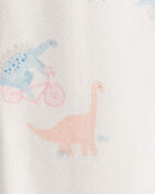Baby Girl Dinosaur Print 100% Cotton Long-Sleeve 2-Way Zip 1-Piece Pajamas - White, image 3 of 4 slides