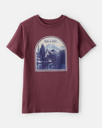 Boys Take A Hike Mountain Short-Sleeve Graphic Tee - Burgundy, 