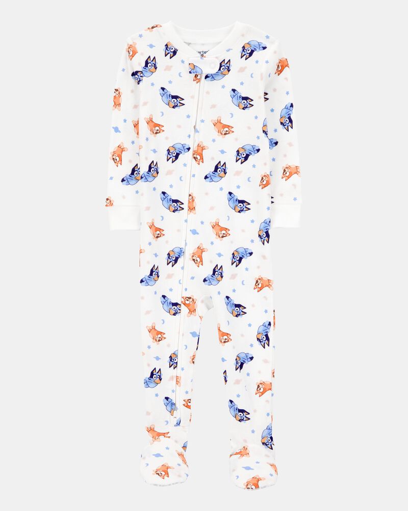 Baby Bluey Snug Fit Cotton Footie 1-Piece Pajamas, image 1 of 3 slides